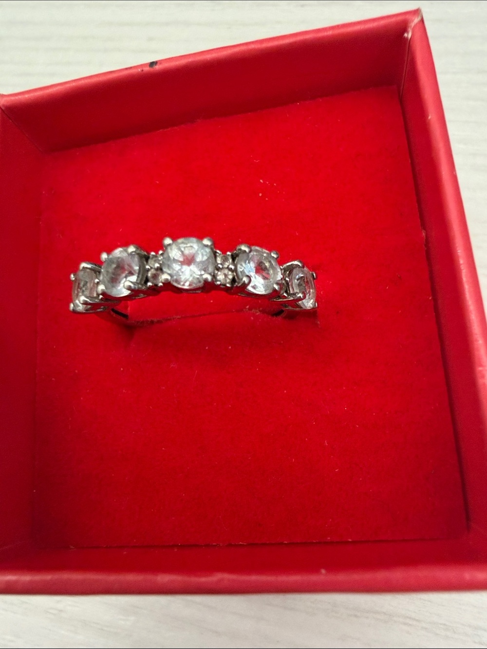 Ruehl No.925 Silver Clear-Crystal Five-Stone Ring